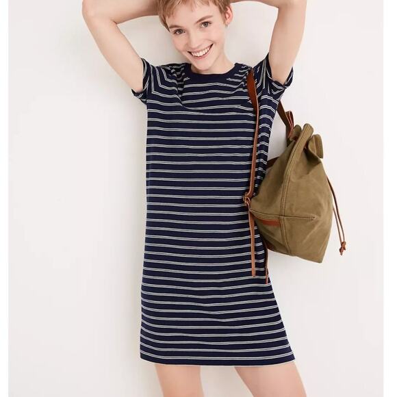 Madewell Tee Dress in Navy Epperson Stripe - Picture 1 of 6